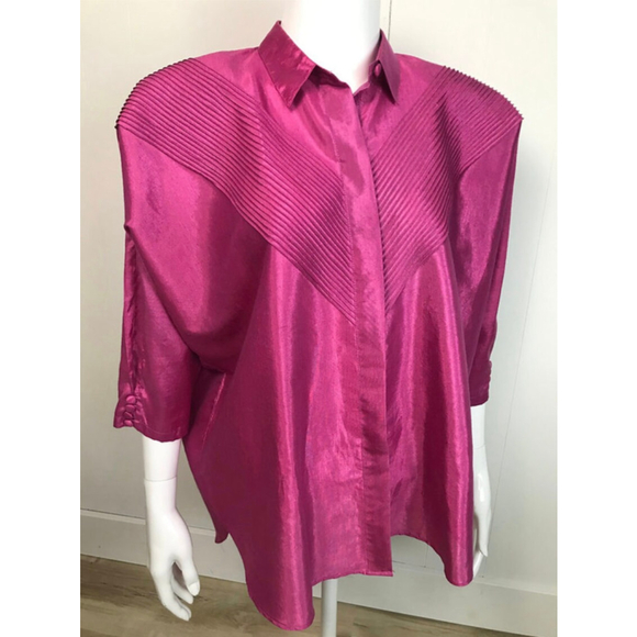 Vintage 80s Chiangmai Silk Blouse - Picture 2 of 6